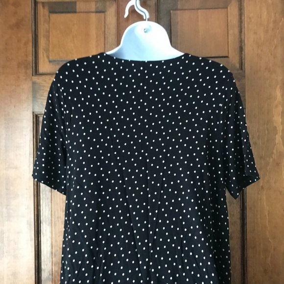 LOFT Black w/White Polka Dots Short Sleeve Dress Size 14 - Picture 9 of 11